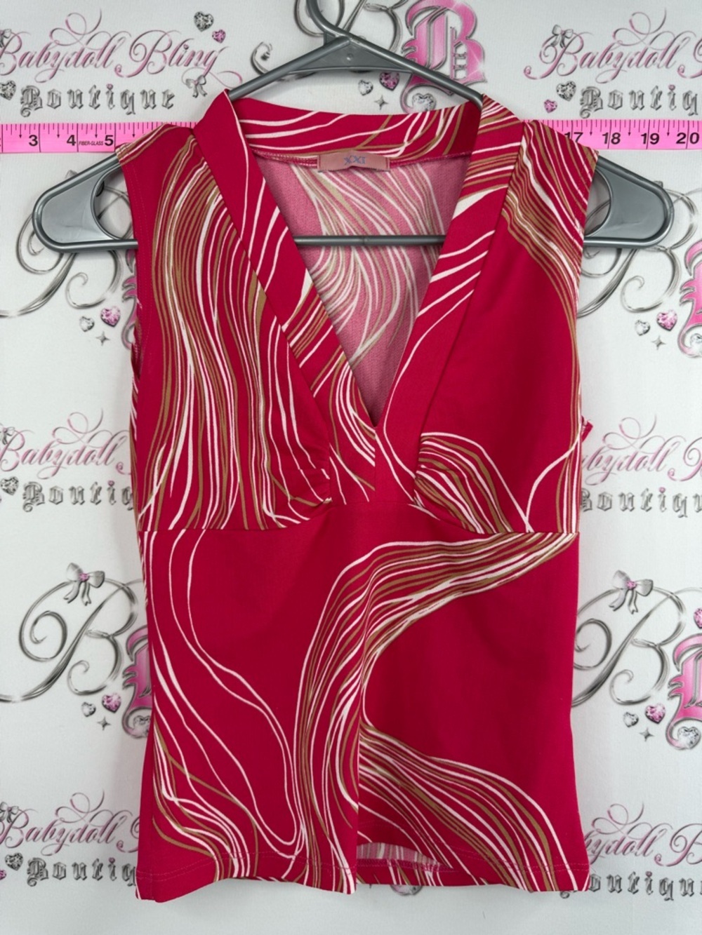 Forever 21 tank top swirls y2k Pink and Cream V-Neck Sleeveless Camisole